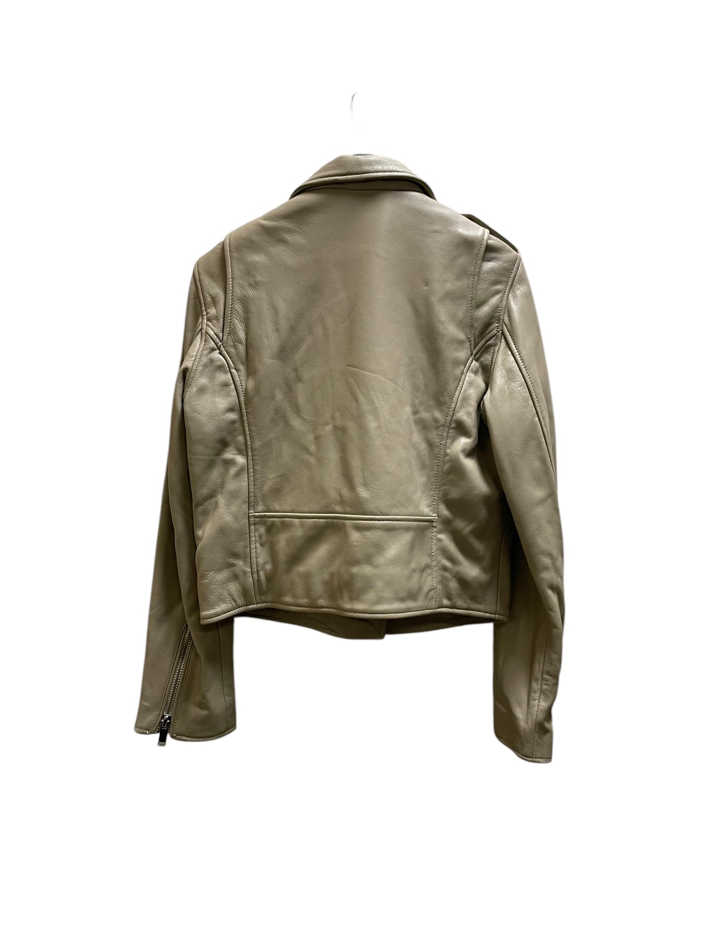 Jacket Moto By Clothes Mentor In Tan, Size: M