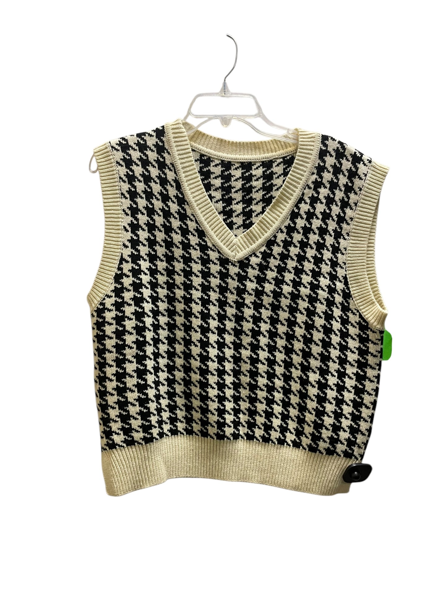 Vest Sweater By Romwe In Black & Cream, Size: M