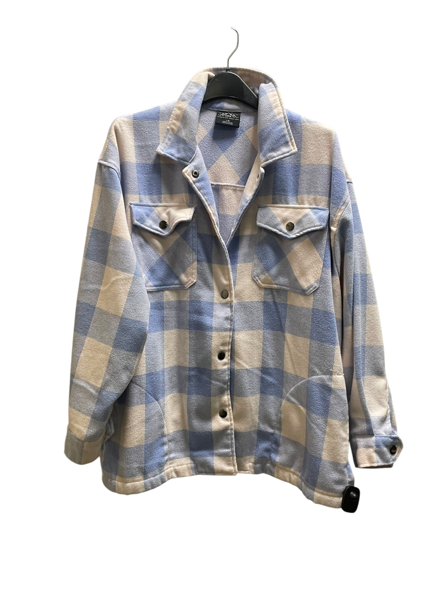 Jacket Shirt By Clothes Mentor In Blue, Size: L