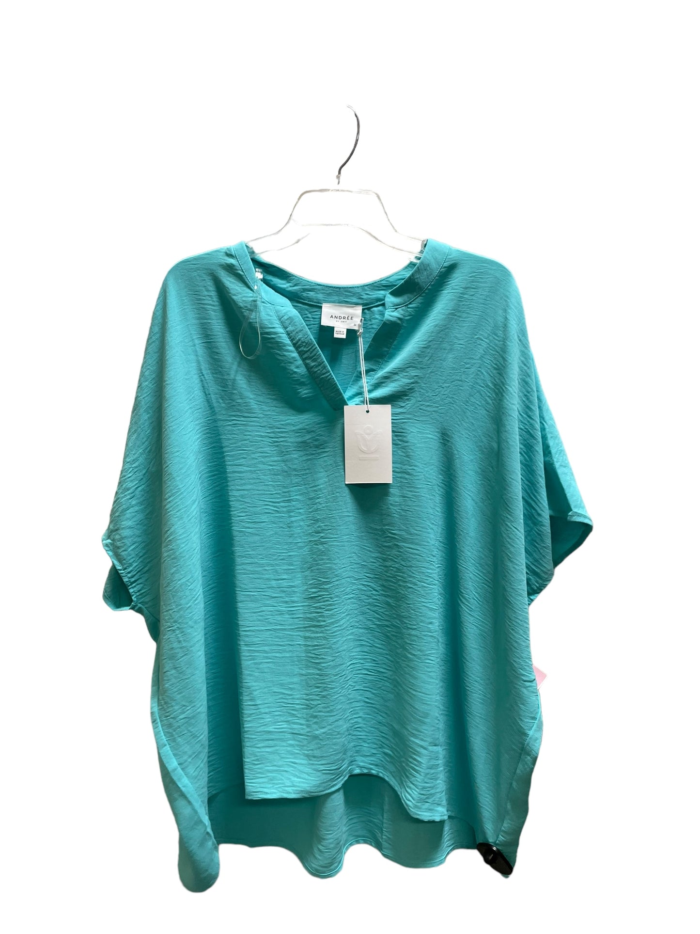 Top Short Sleeve By Andree By Unit In Teal, Size: 1x