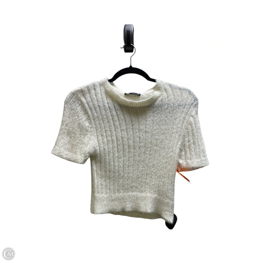 Sweater Short Sleeve By Zara In White, Size: S