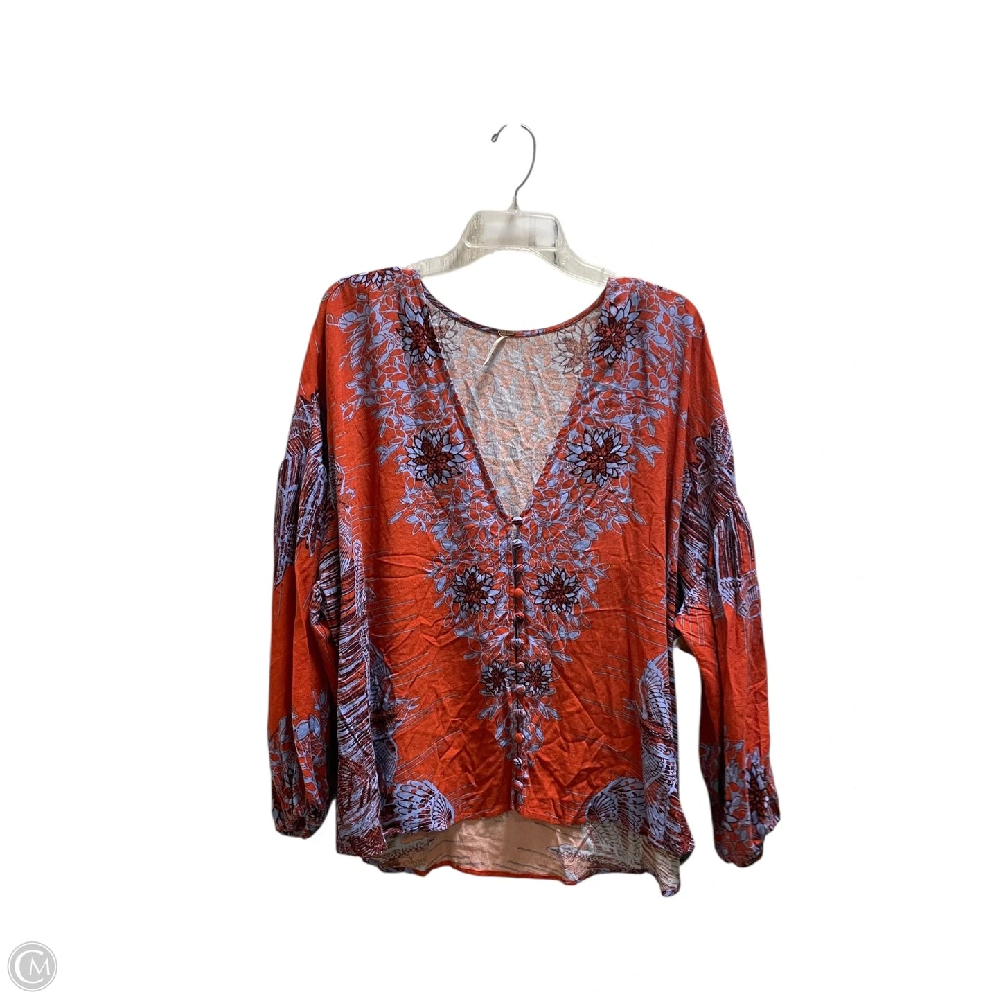 Top Long Sleeve By Free People In Blue & Red, Size: S