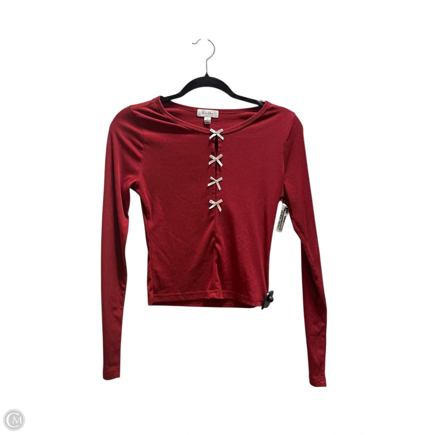 Top Long Sleeve By Faded Rose In Red, Size: M