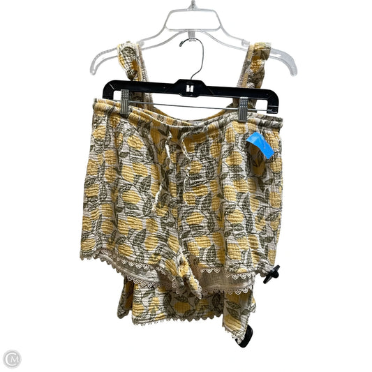 Shorts Set By Clothes Mentor In Green & Yellow, Size: L