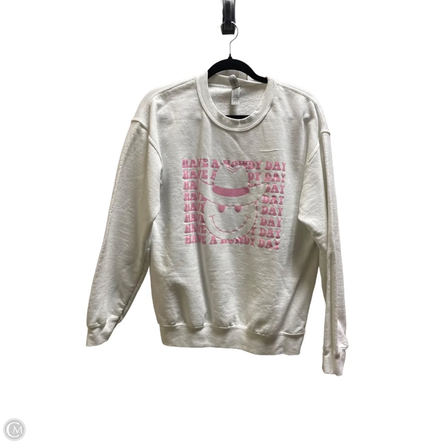 Sweatshirt Crewneck By Clothes Mentor In White, Size: M
