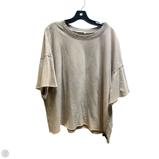 Top Short Sleeve By Zenana In Tan, Size: L