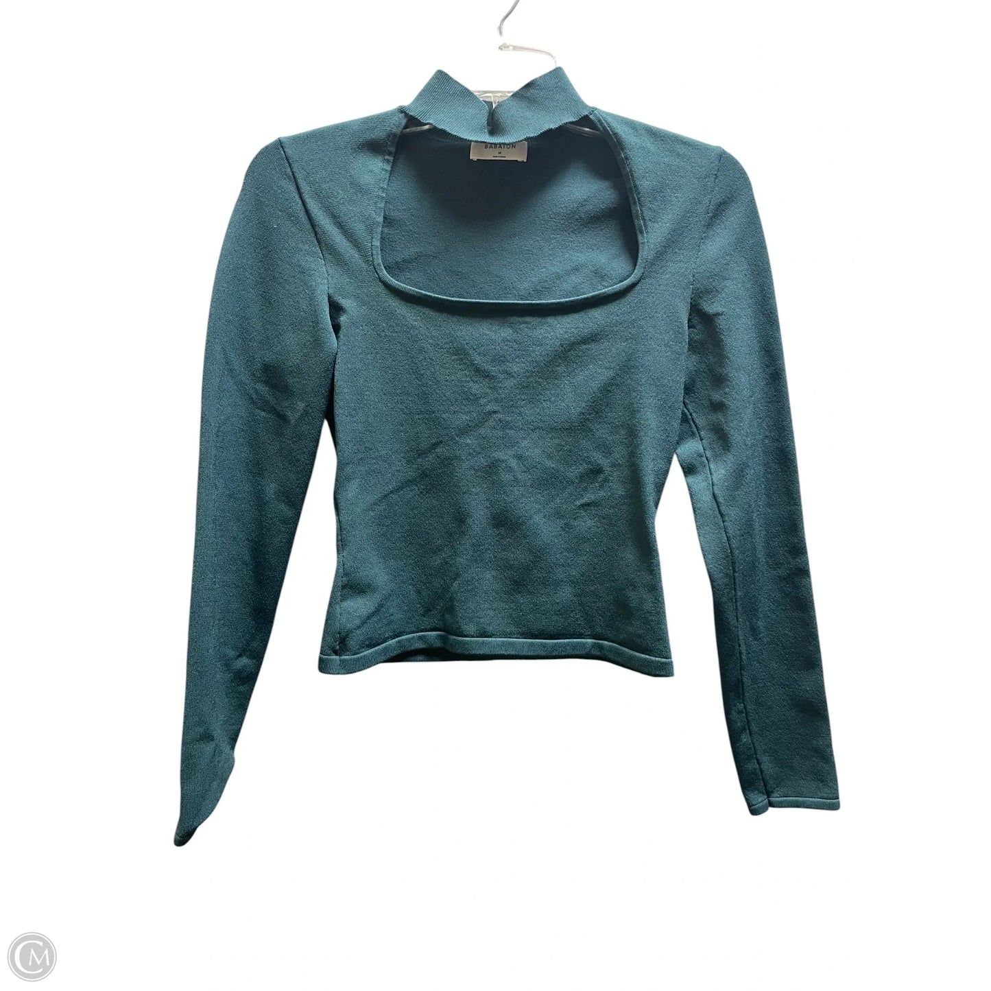 Athletic Top Long Sleeve Collar By Babaton In Aqua, Size: M