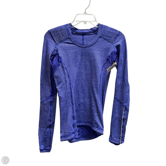 Athletic Top Long Sleeve Collar By Lululemon In Blue, Size: 4