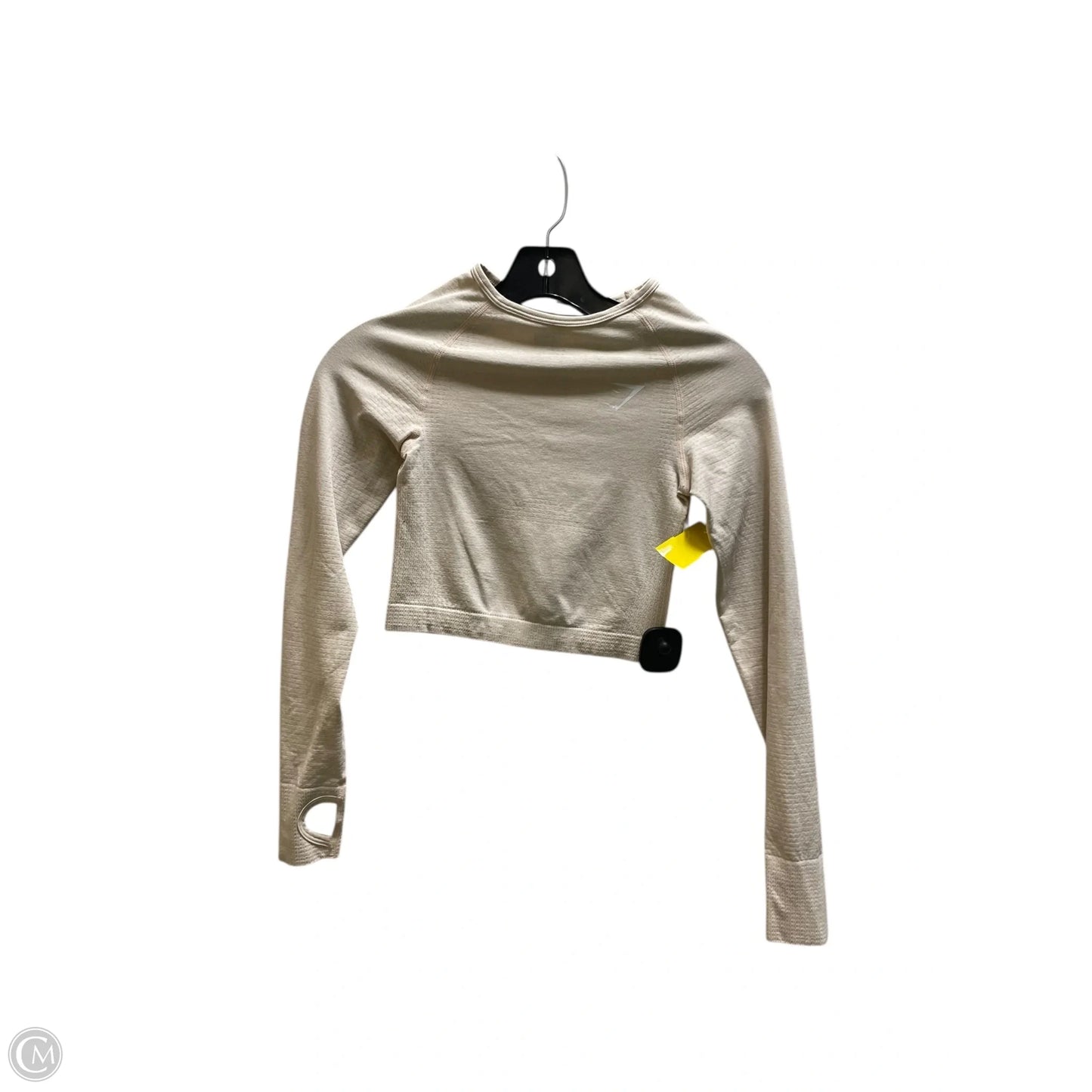 Athletic Top Long Sleeve Crewneck By Gym Shark In Beige, Size: Xs