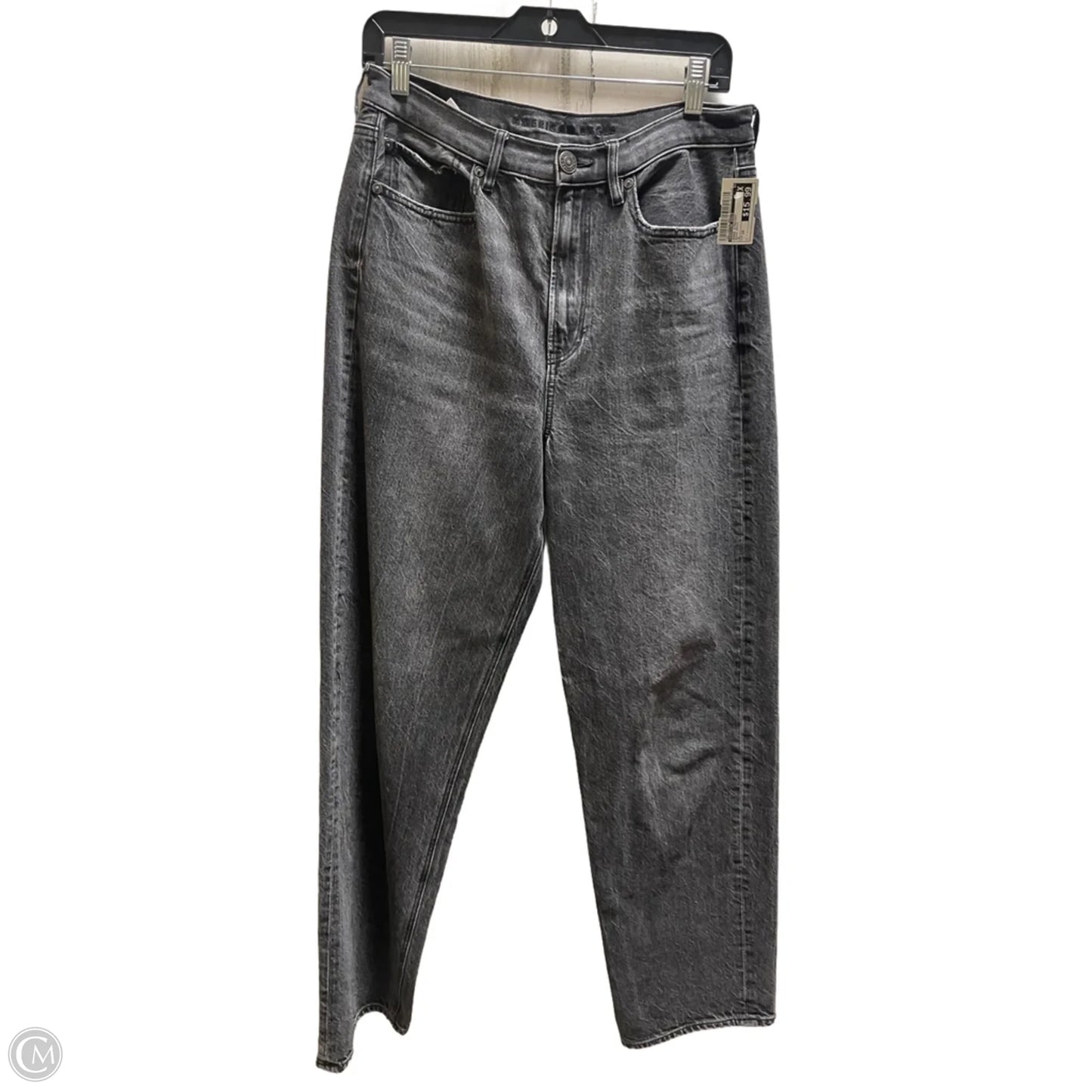 Jeans Straight By American Eagle In Black Denim, Size: 10