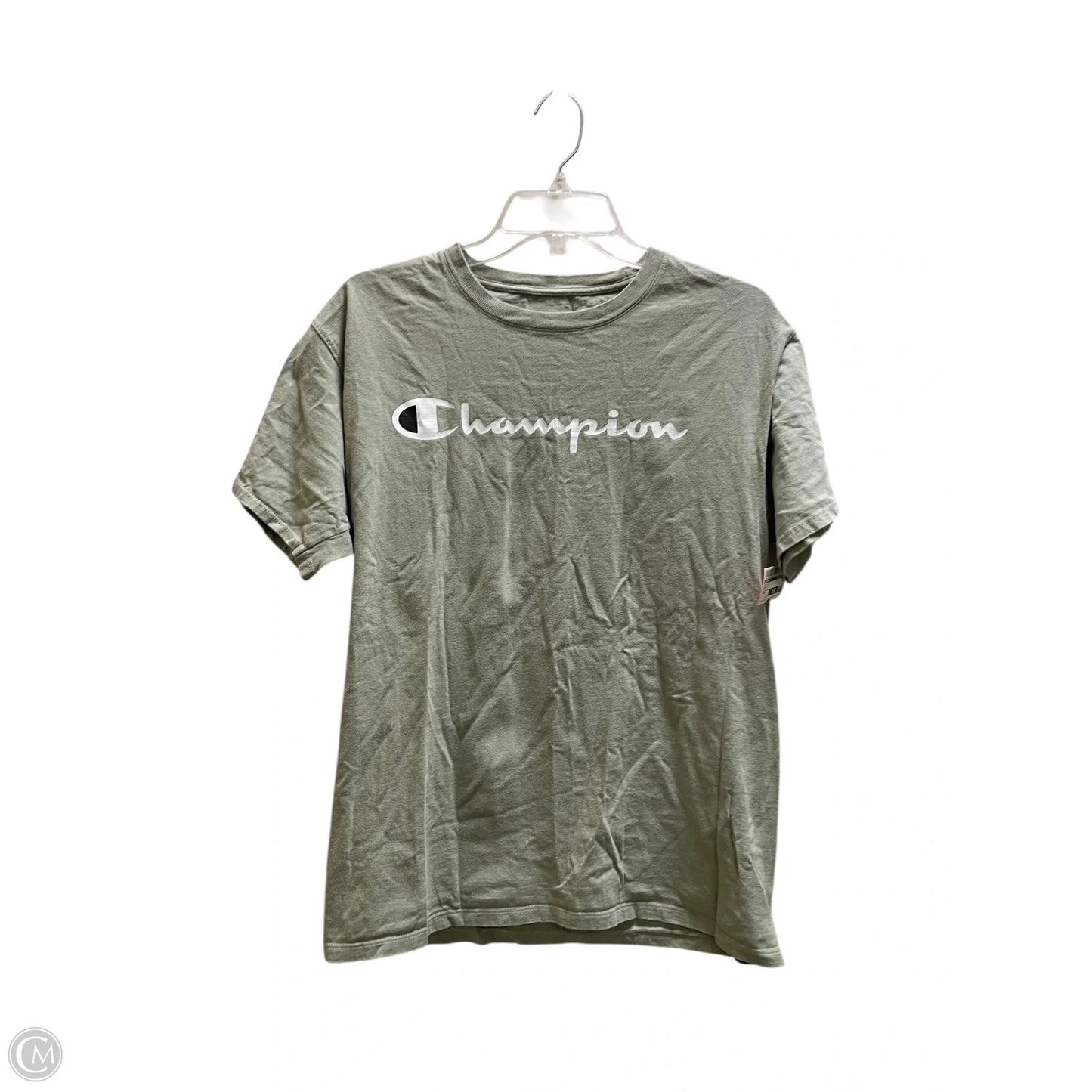 Top Short Sleeve By Champion In Green, Size: M