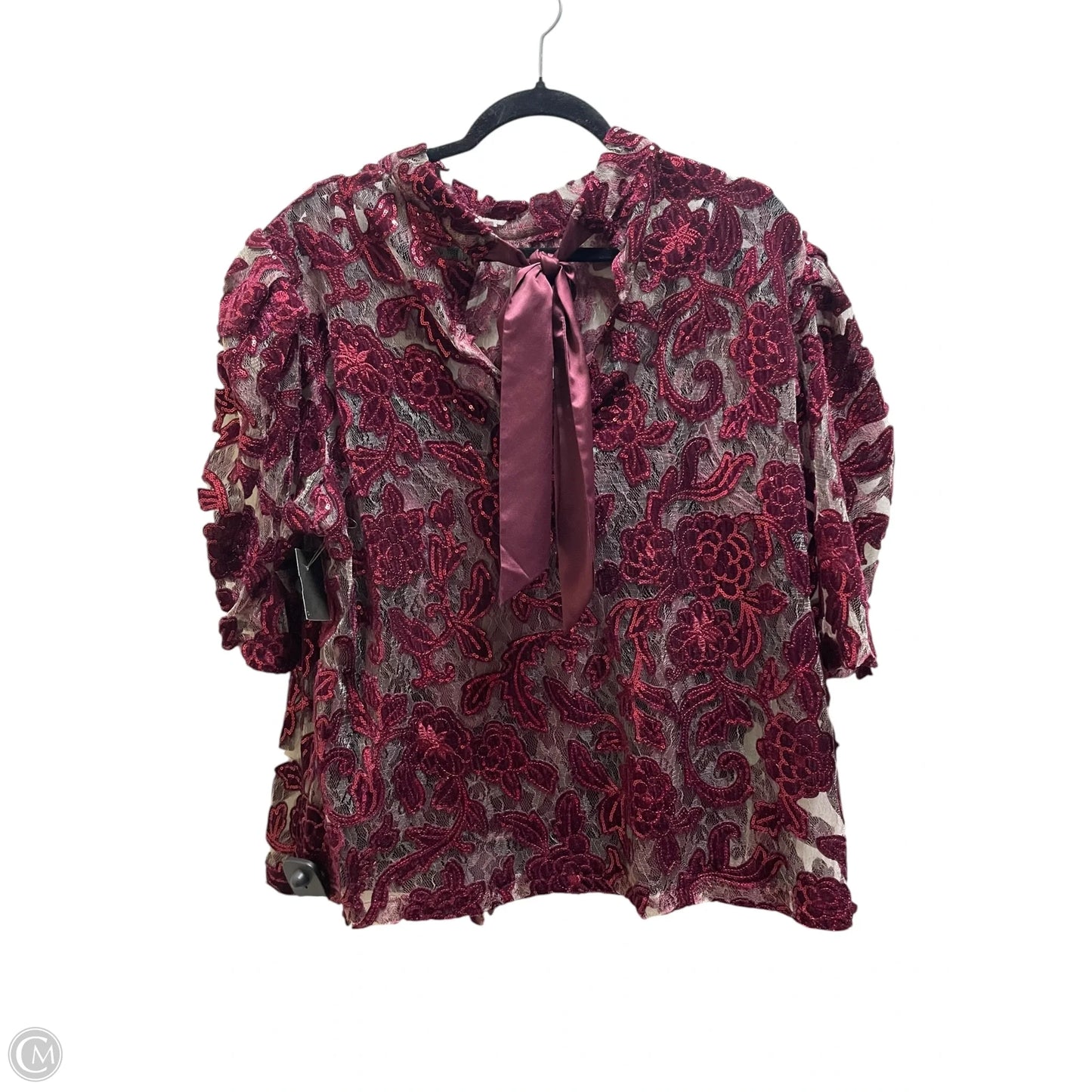 Top Short Sleeve By Anthropologie In Red, Size: Xl