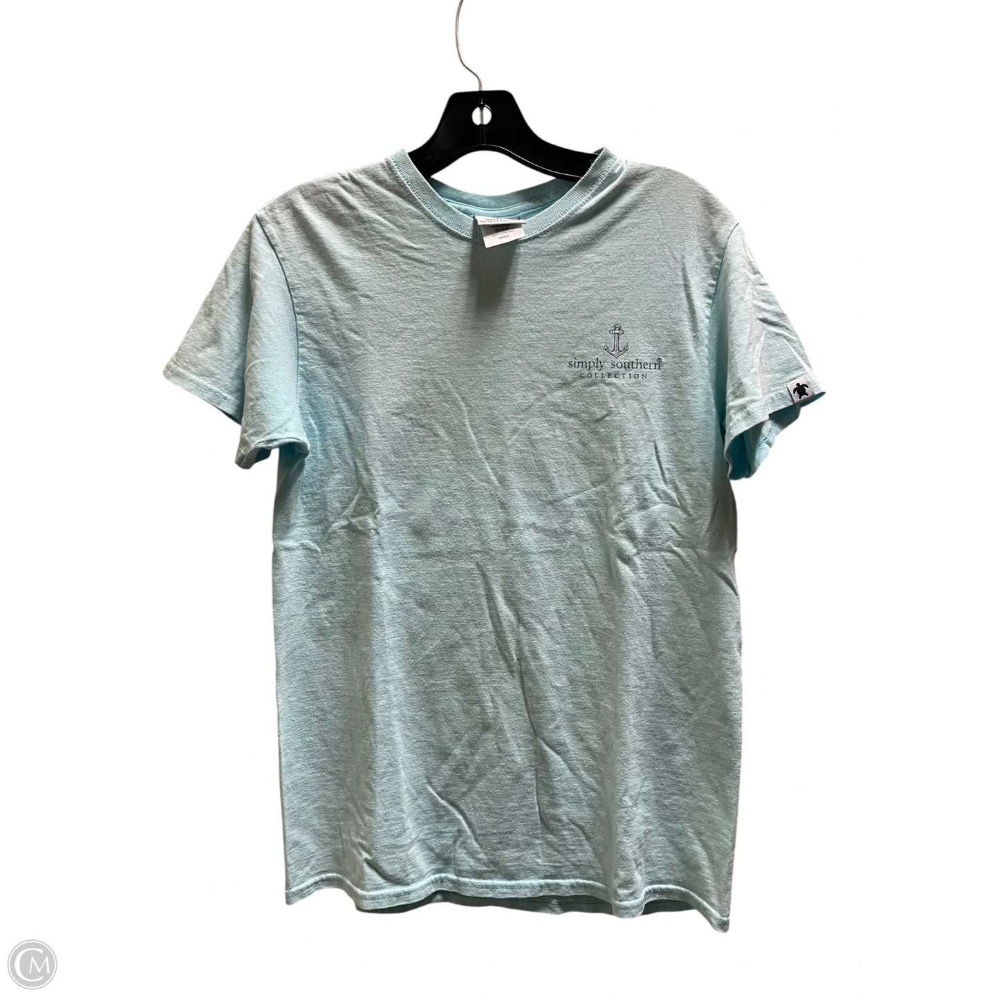 Top Short Sleeve By Simply Southern In Blue, Size: S