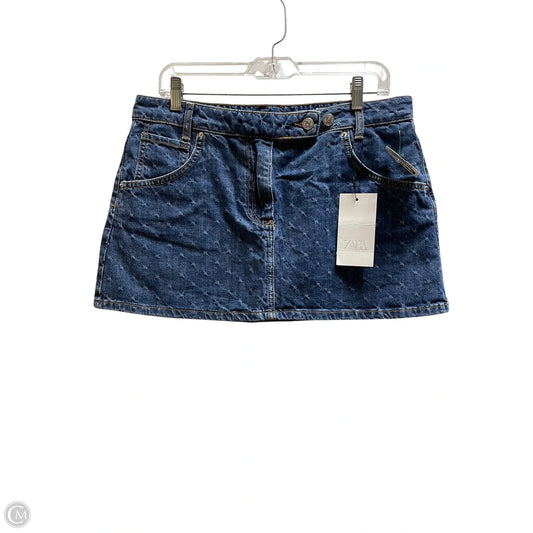 Skirt Mini & Short By Zara In Blue Denim, Size: L