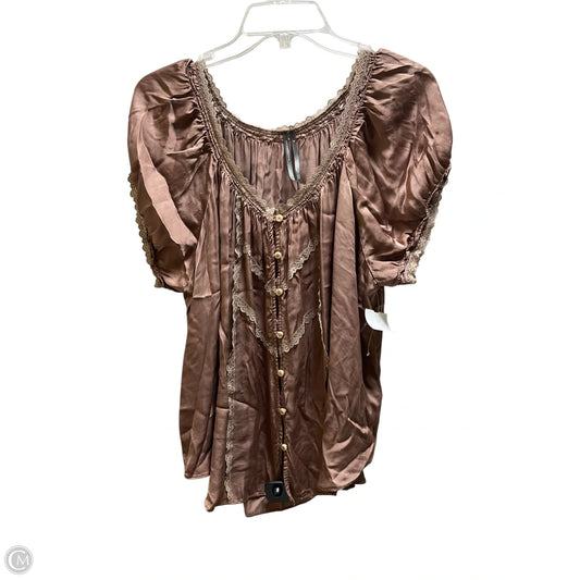 Top Short Sleeve By Anthropologie In Brown, Size: Xl